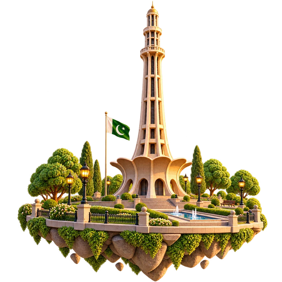 Minar-e-Pakistan 3D render representing Lahore